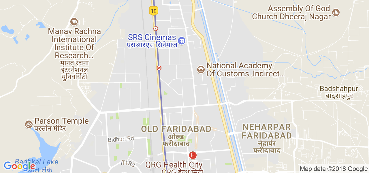 map of the city of Faridabad