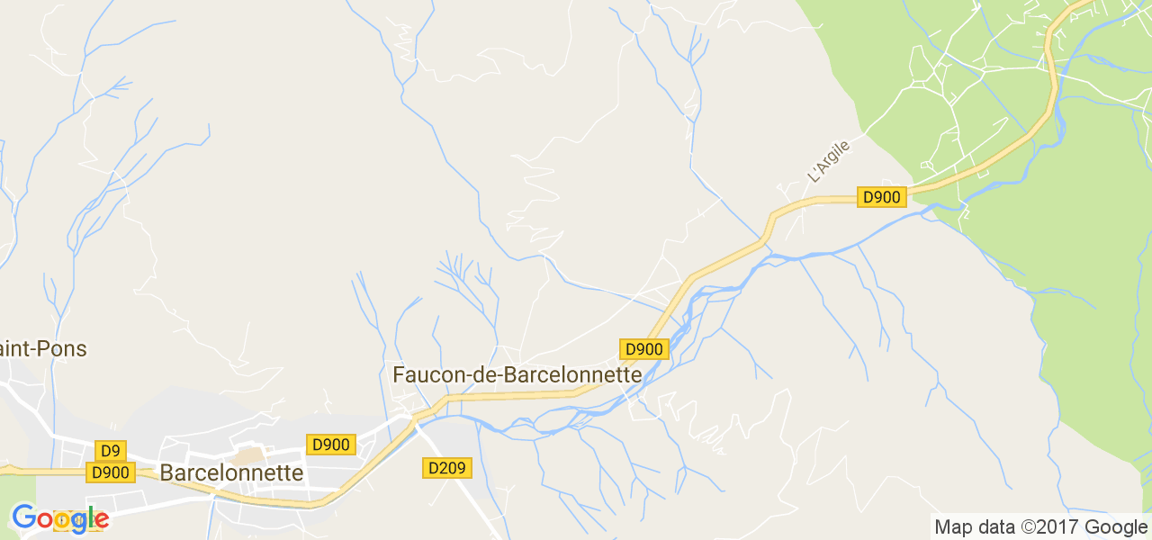 map de la ville de Faucon-de-Barcelonnette