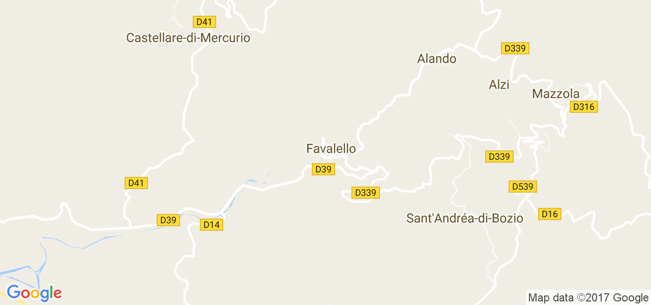 map de la ville de Favalello