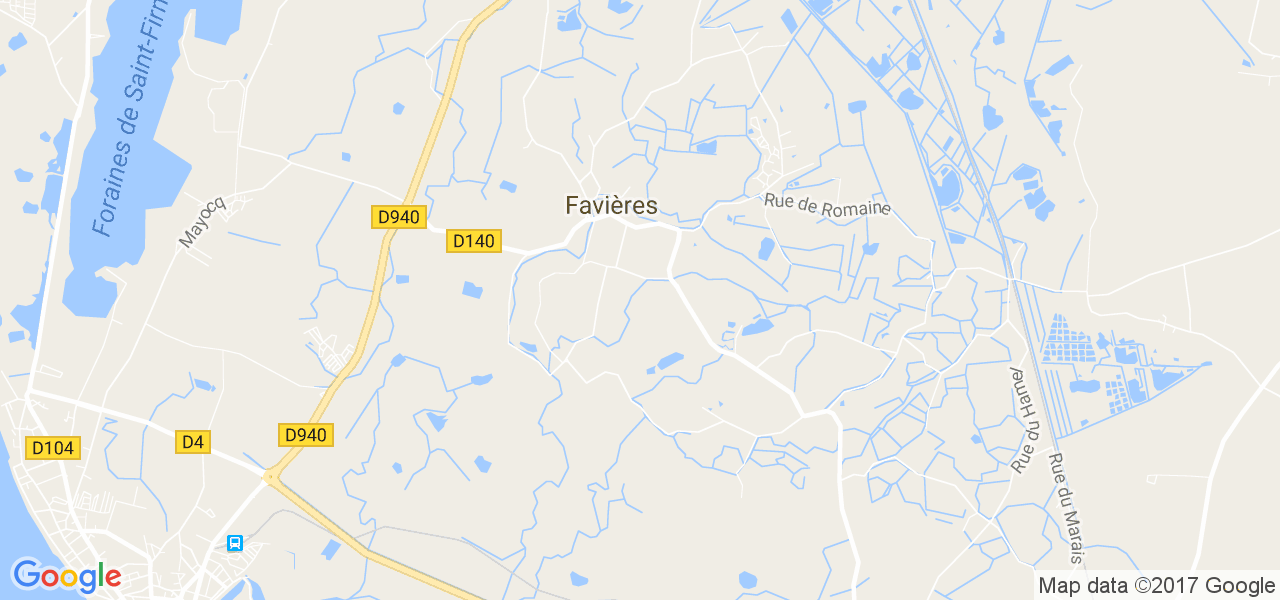 map de la ville de Favières