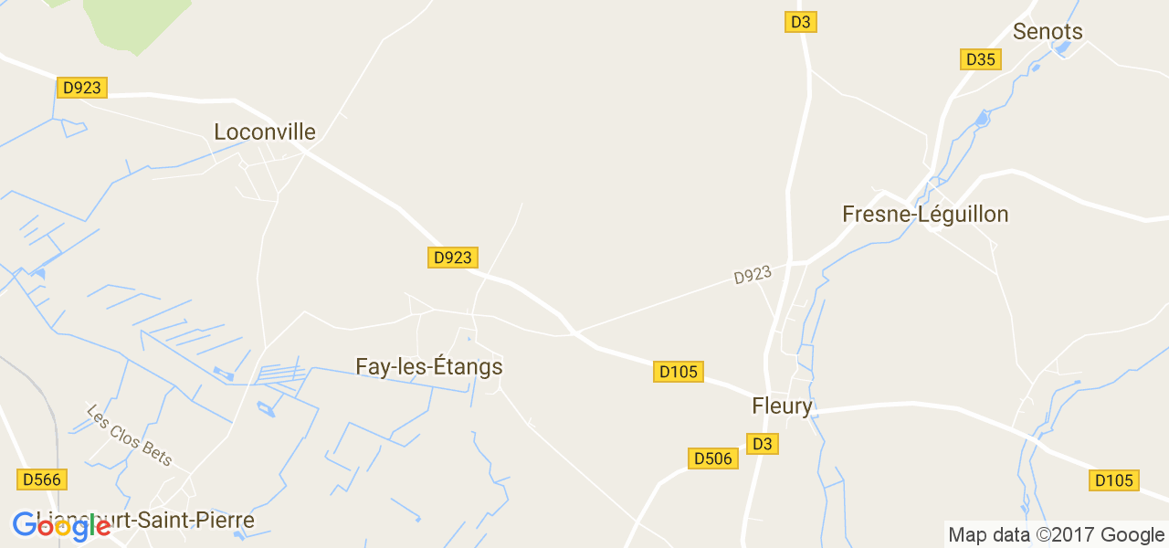 map de la ville de Fay-les-Étangs