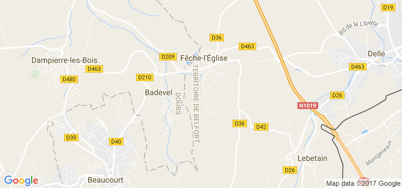 map de la ville de Fêche-l'Église