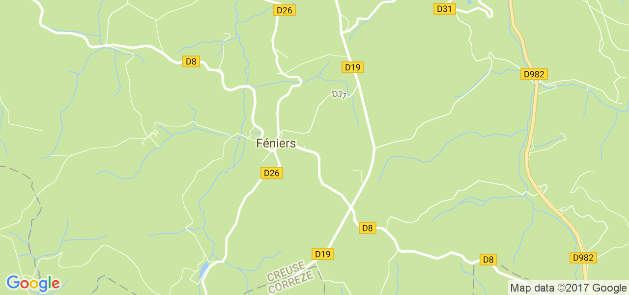 map de la ville de Féniers