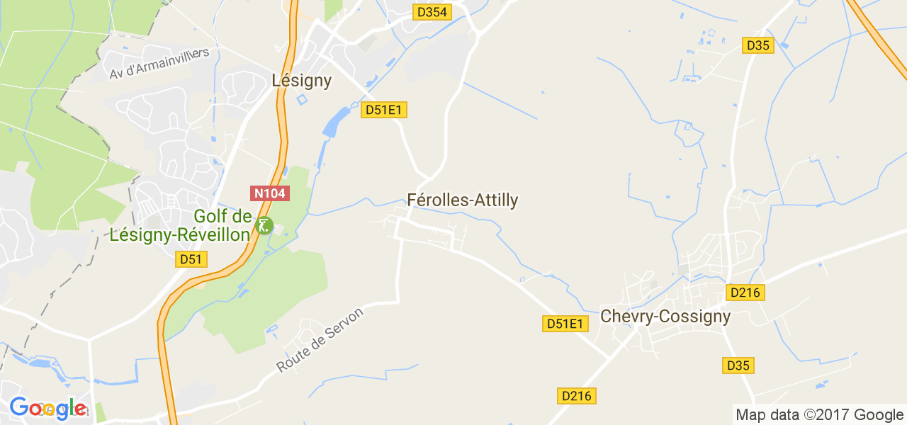 map de la ville de Férolles-Attilly