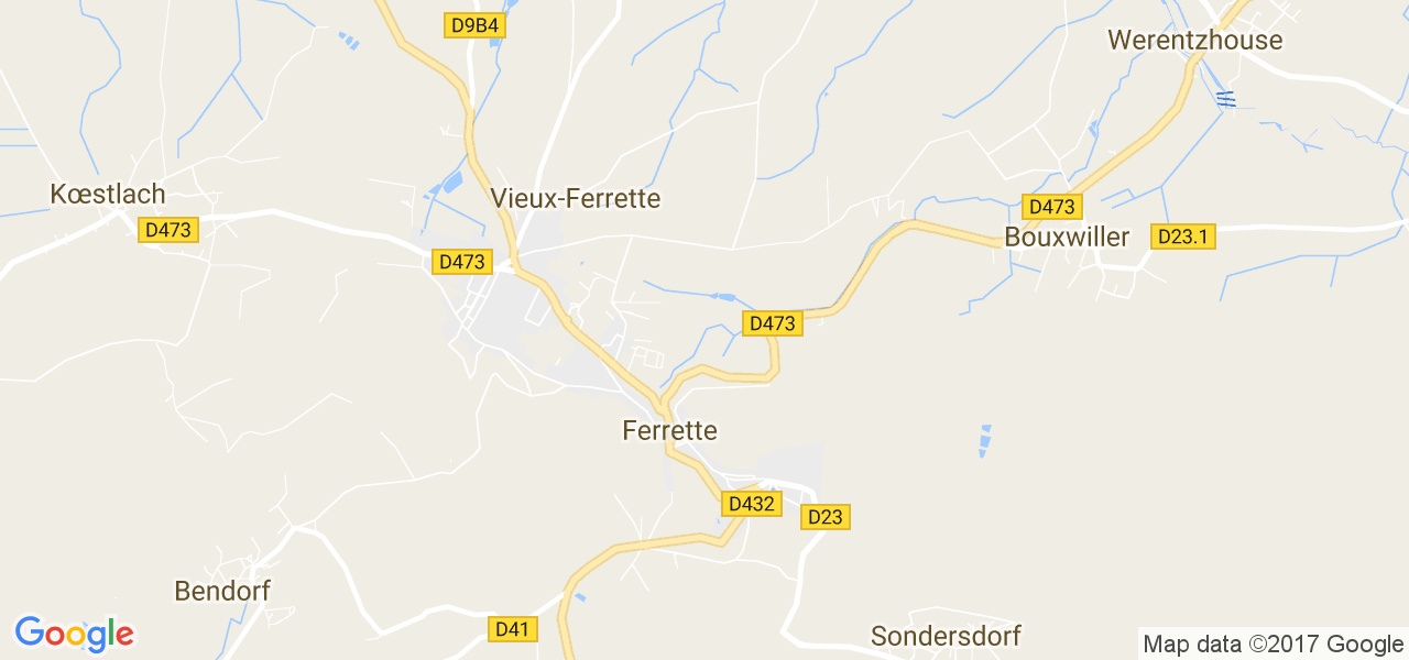 map de la ville de Ferrette