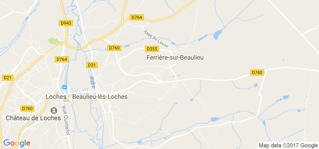 map de la ville de Ferrière-sur-Beaulieu