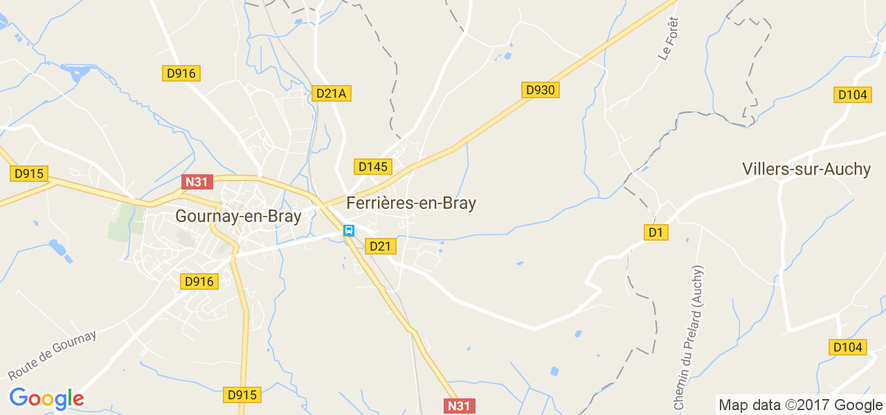 map de la ville de Ferrières-en-Bray