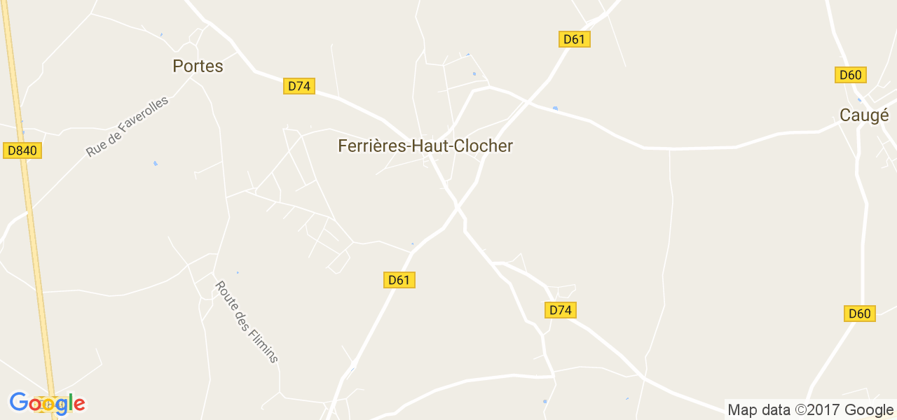 map de la ville de Ferrières-Haut-Clocher