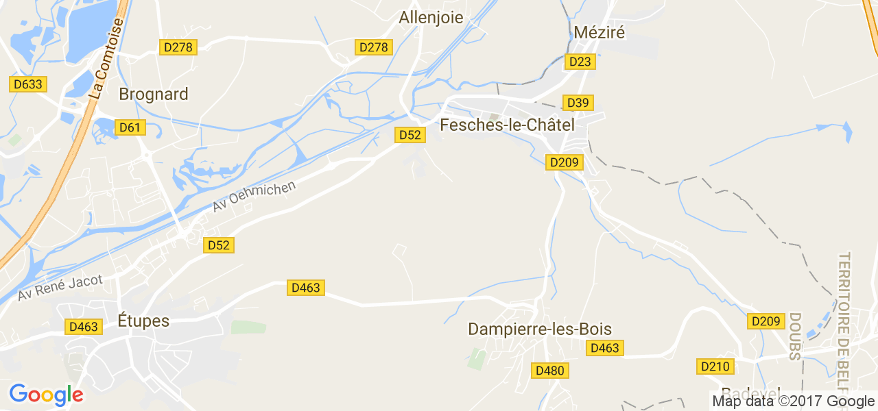 map de la ville de Fesches-le-Châtel