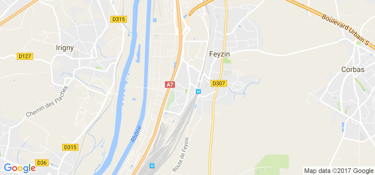 map de la ville de Feyzin