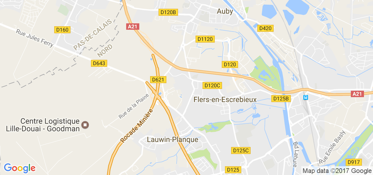 map de la ville de Flers-en-Escrebieux