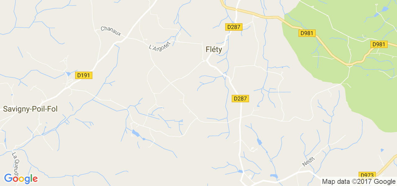 map de la ville de Fléty