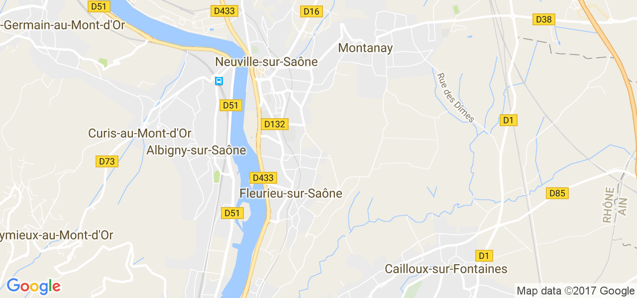 map de la ville de Fleurieu-sur-Saône