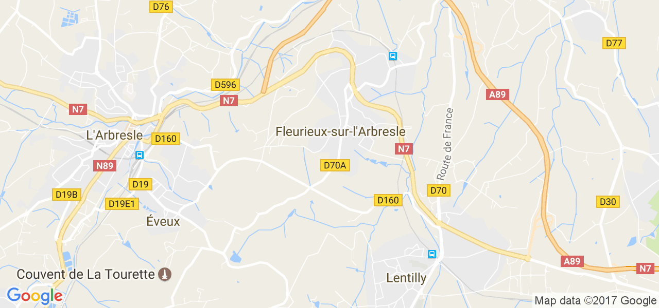 map de la ville de Fleurieux-sur-l'Arbresle