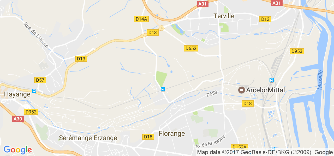 map de la ville de Florange