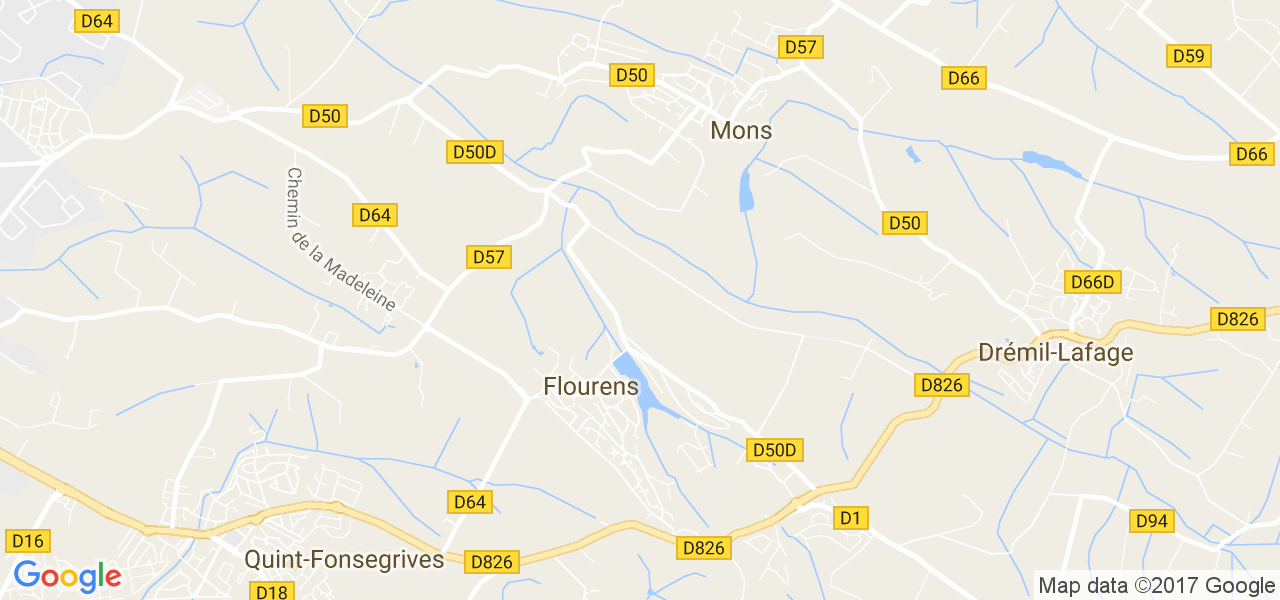 map de la ville de Flourens