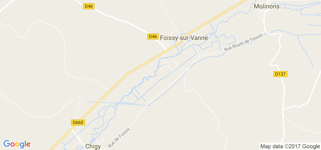 map de la ville de Foissy-sur-Vanne