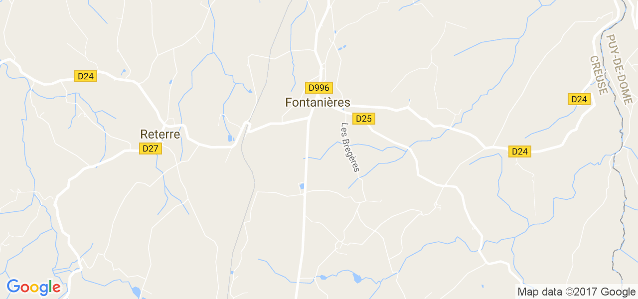 map de la ville de Fontanières