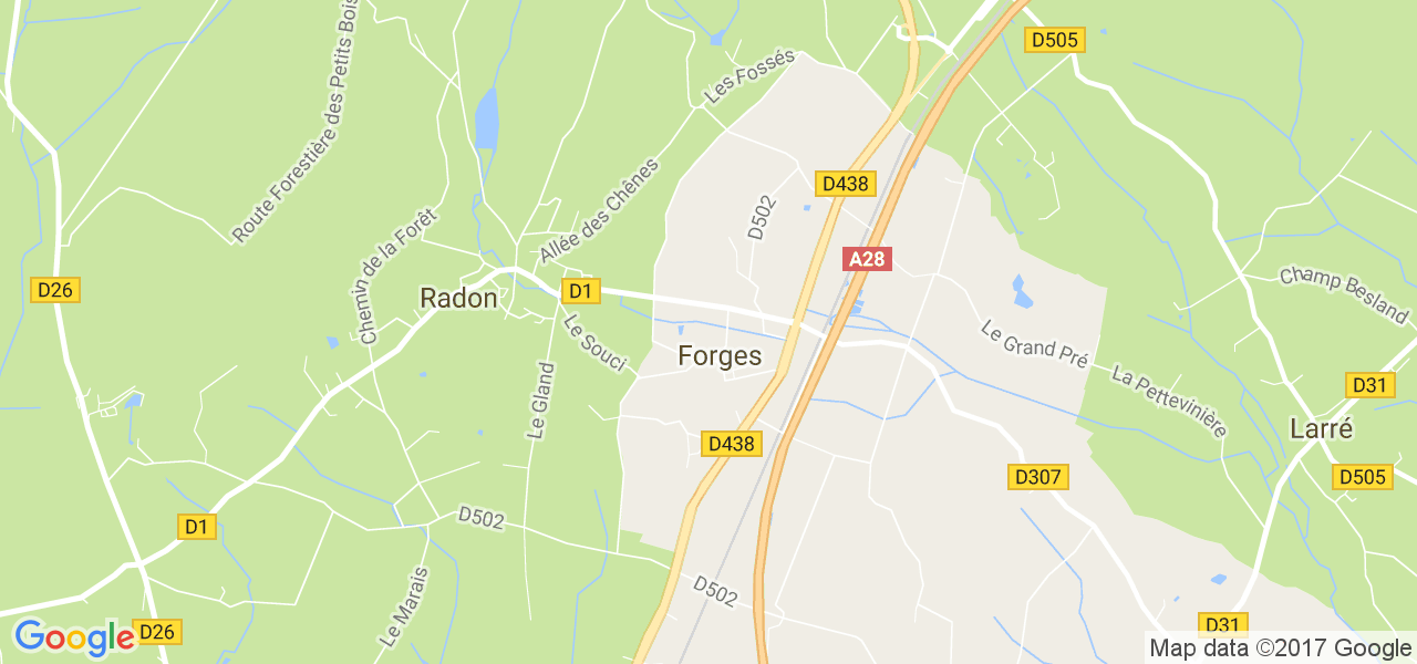 map de la ville de Forges