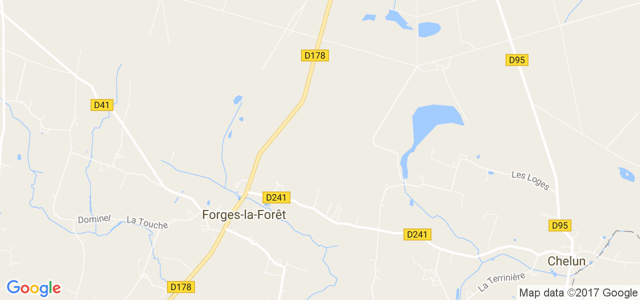 map de la ville de Forges-la-Forêt