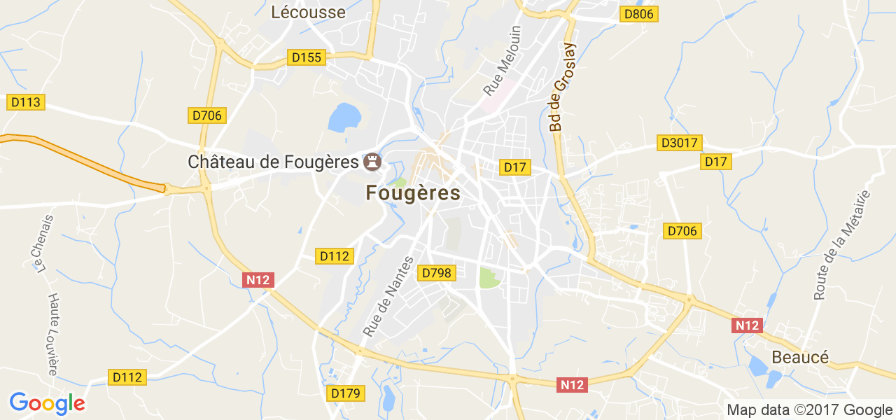 map de la ville de Fougères