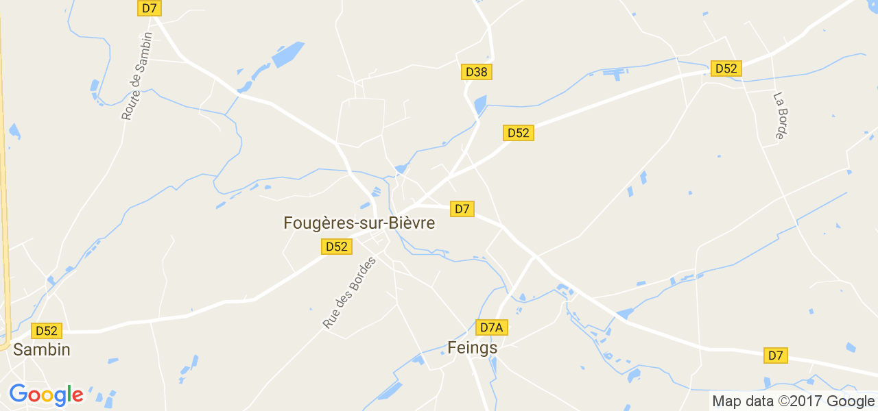 map de la ville de Fougères-sur-Bièvre