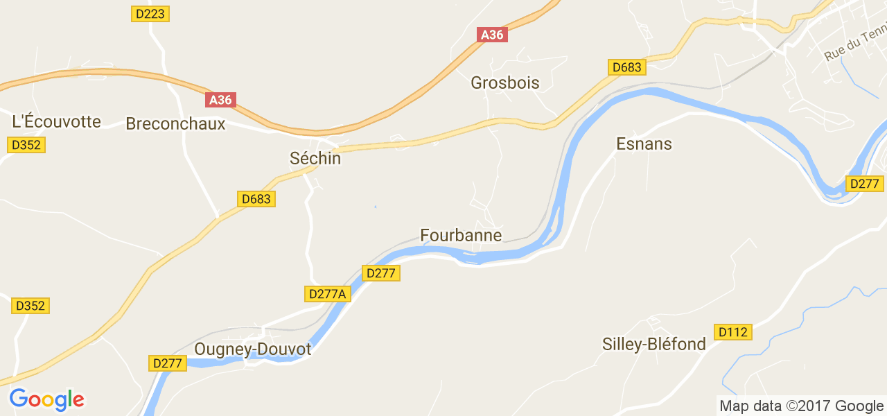 map de la ville de Fourbanne