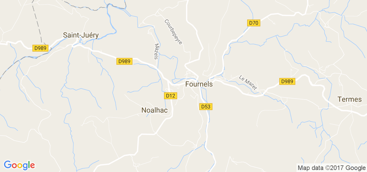 map de la ville de Fournels