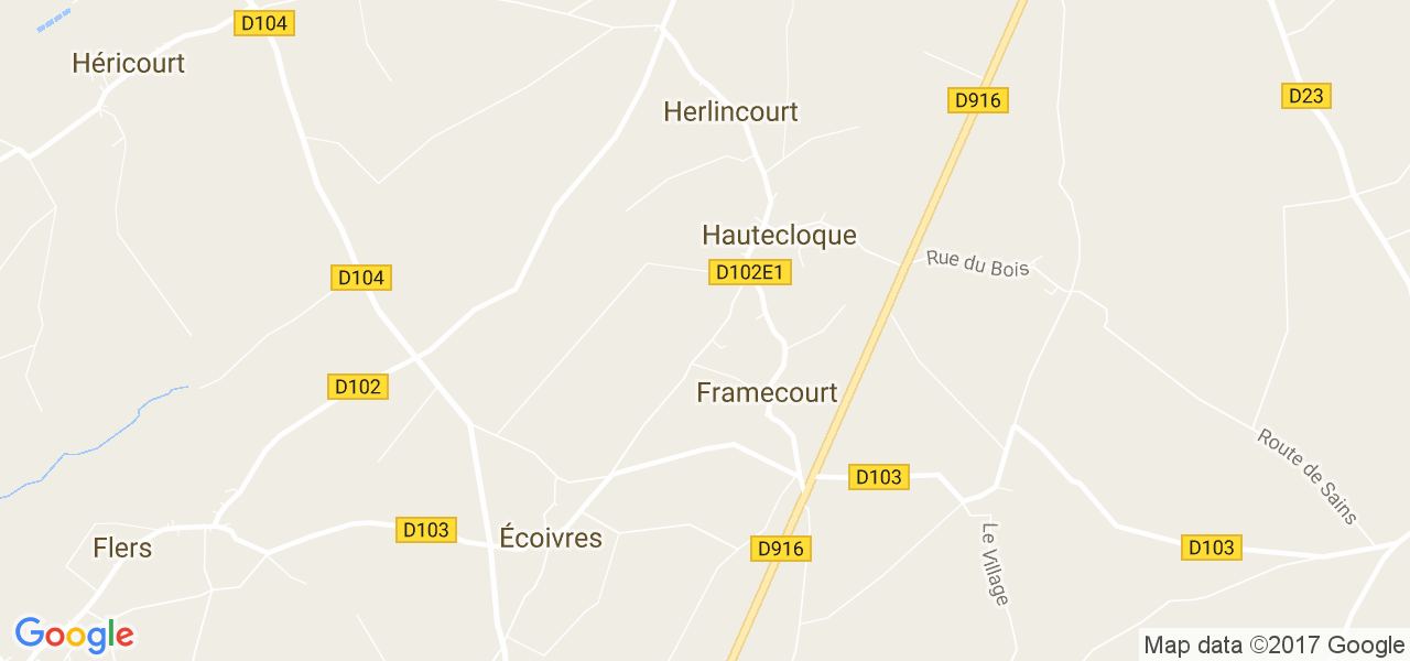 map de la ville de Framecourt