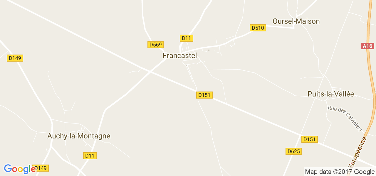 map de la ville de Francastel