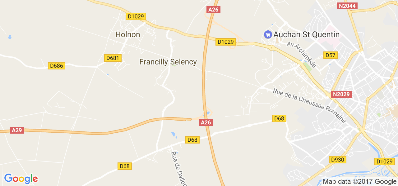 map de la ville de Francilly-Selency