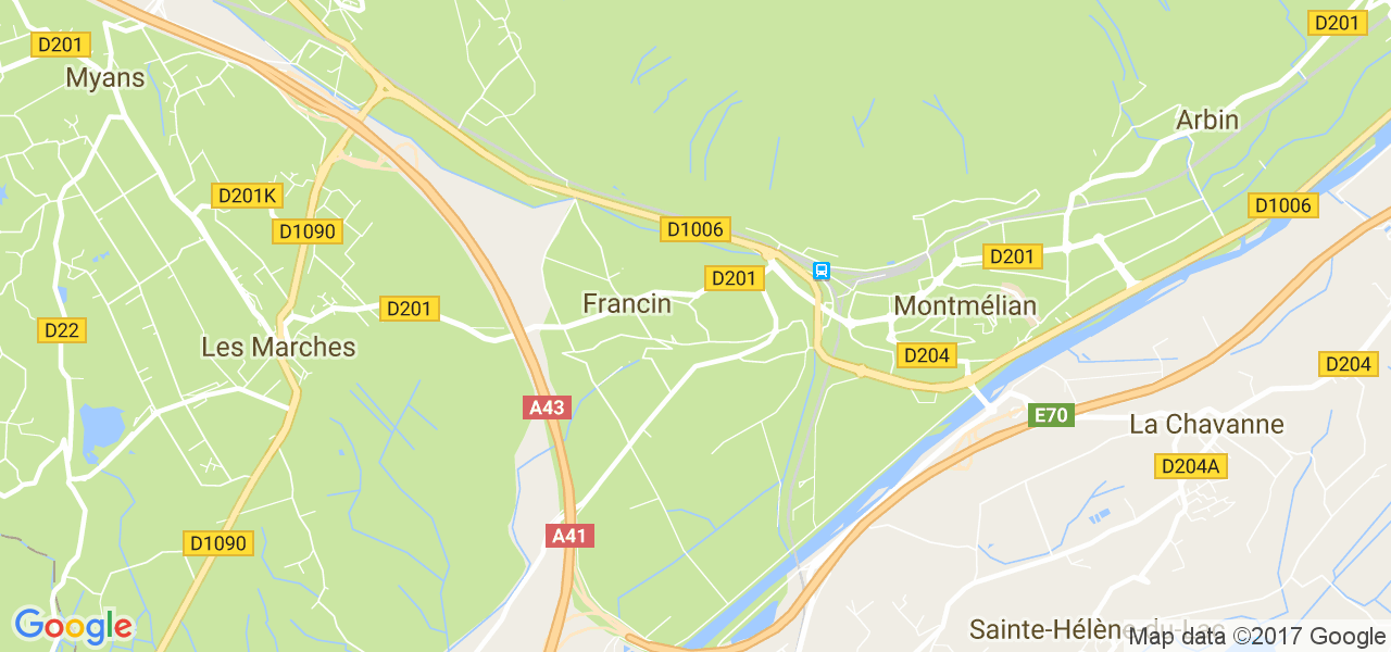 map de la ville de Francin