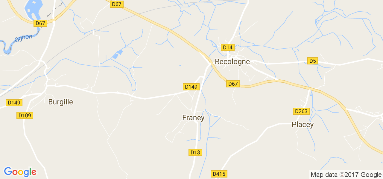 map de la ville de Franey