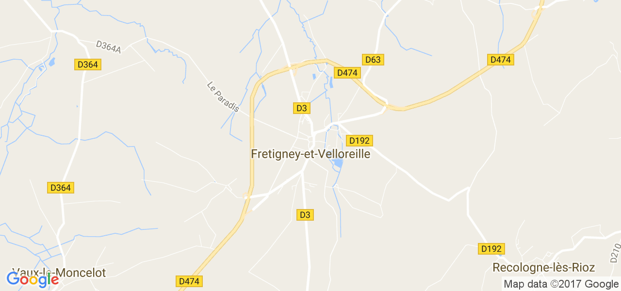 map de la ville de Fretigney-et-Velloreille