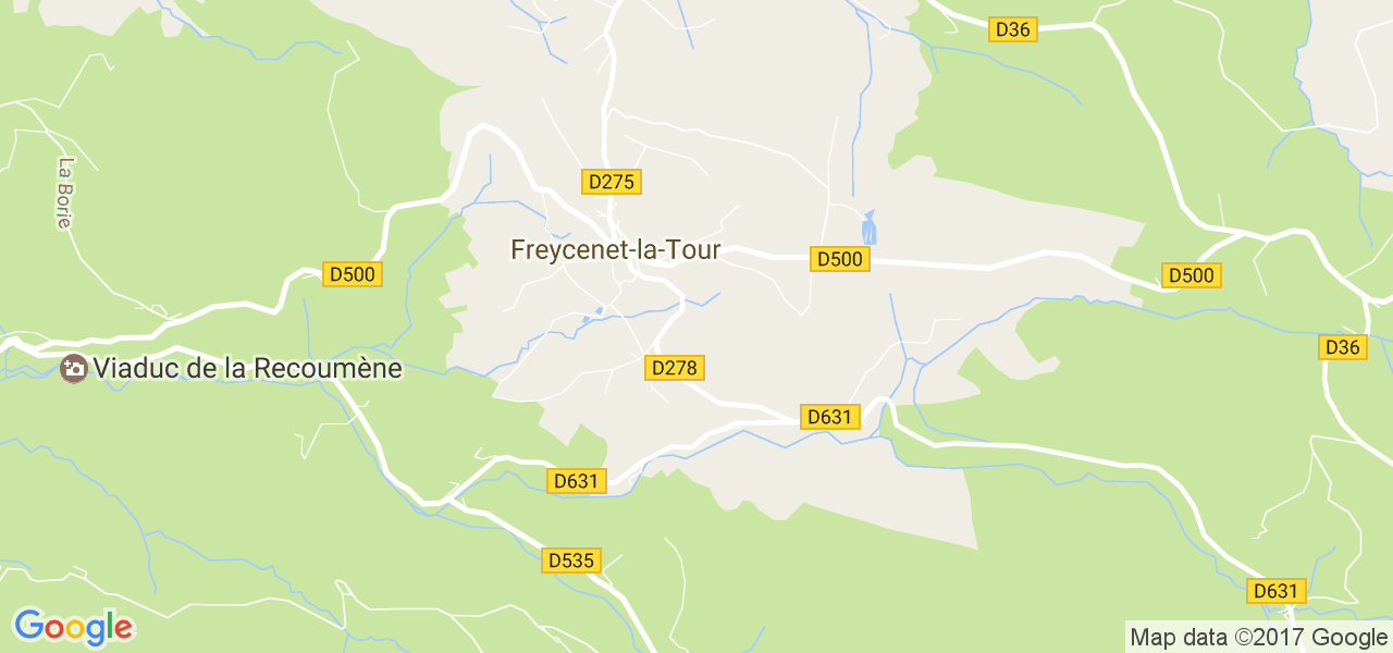 map de la ville de Freycenet-la-Tour