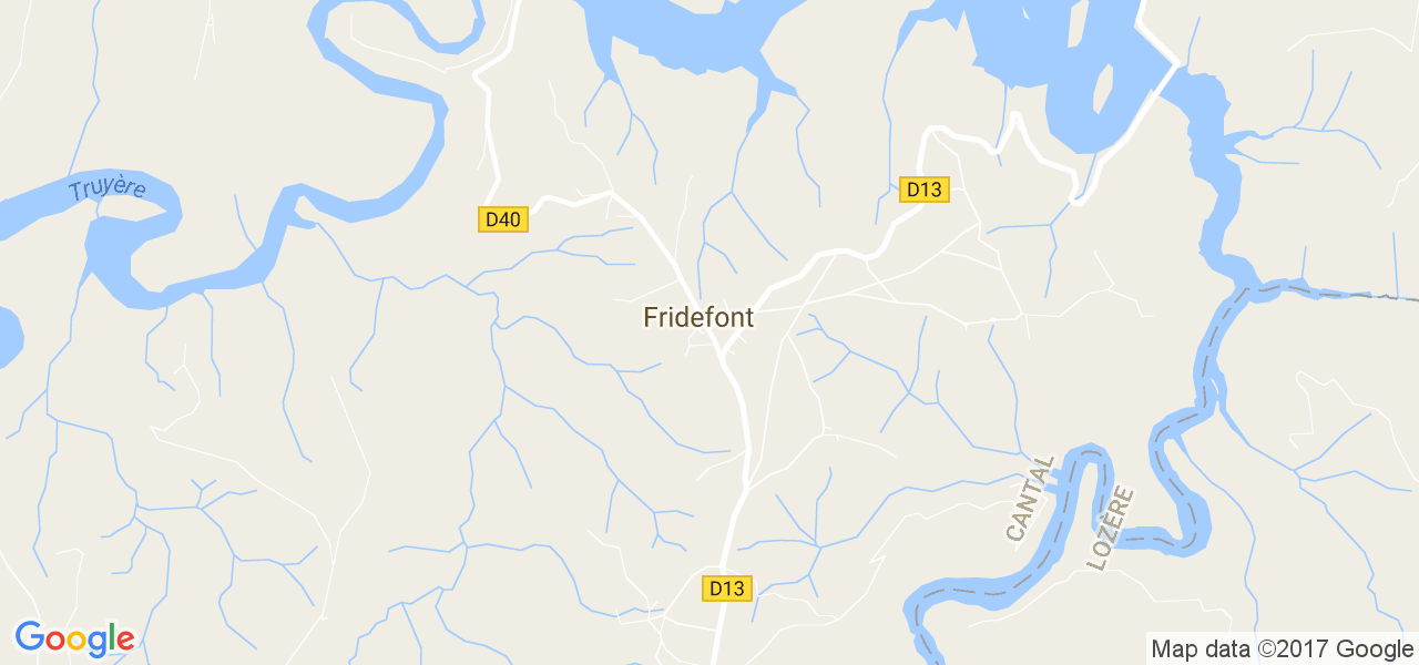 map de la ville de Fridefont