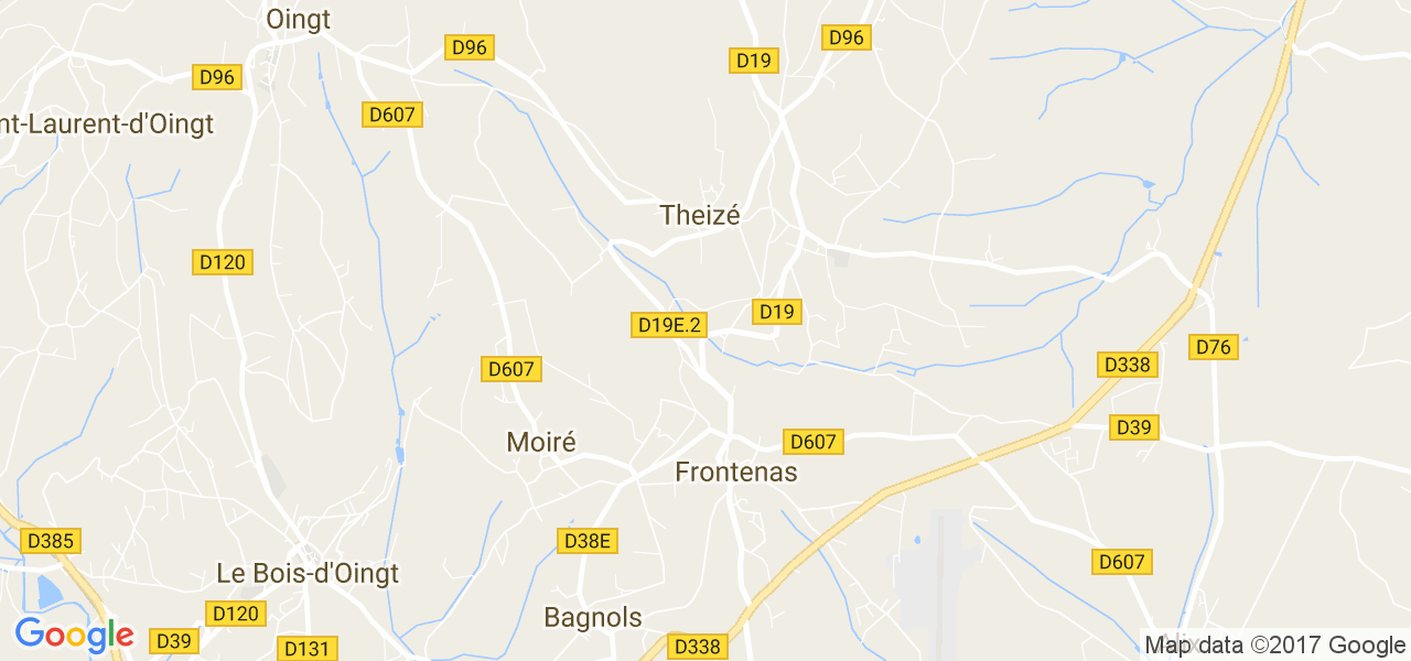 map de la ville de Frontenas