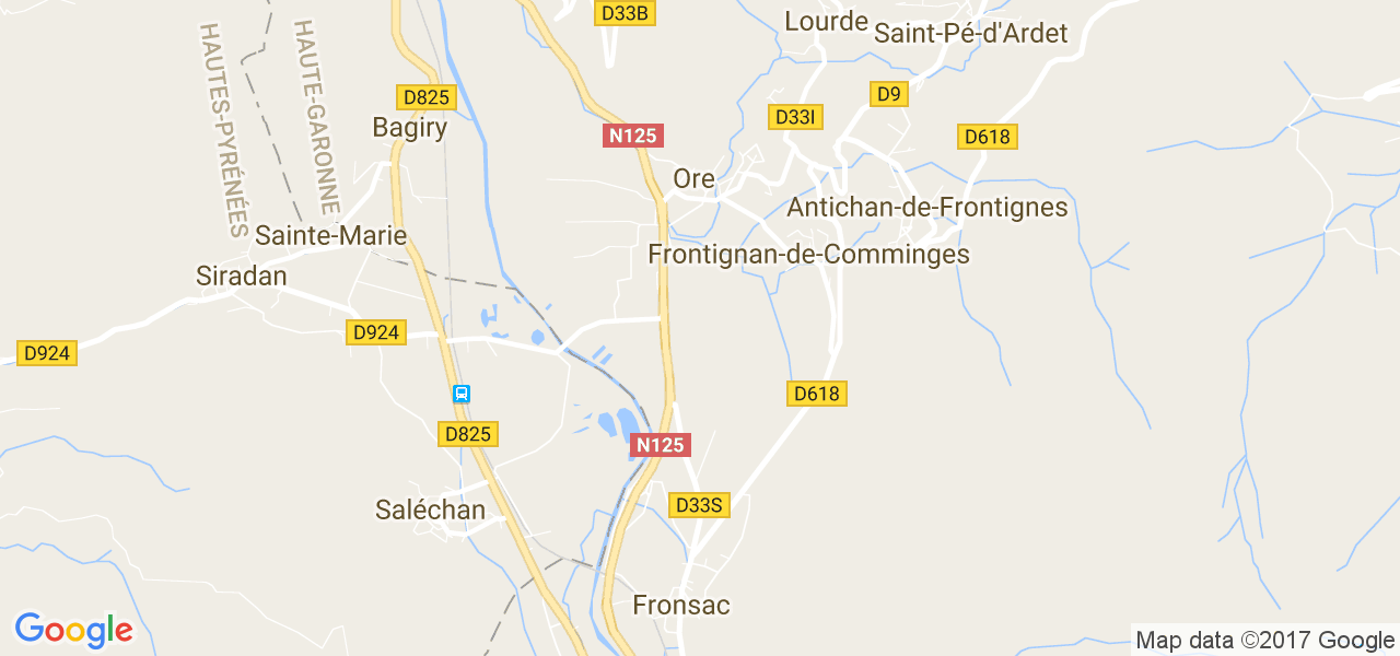 map de la ville de Frontignan-de-Comminges