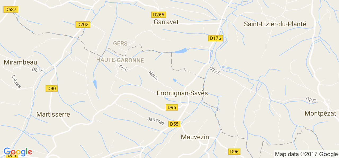 map de la ville de Frontignan-Savès