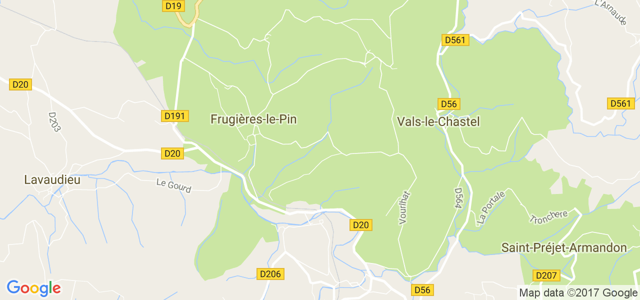 map de la ville de Frugières-le-Pin