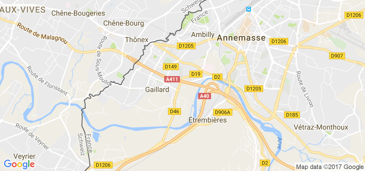 map de la ville de Gaillard