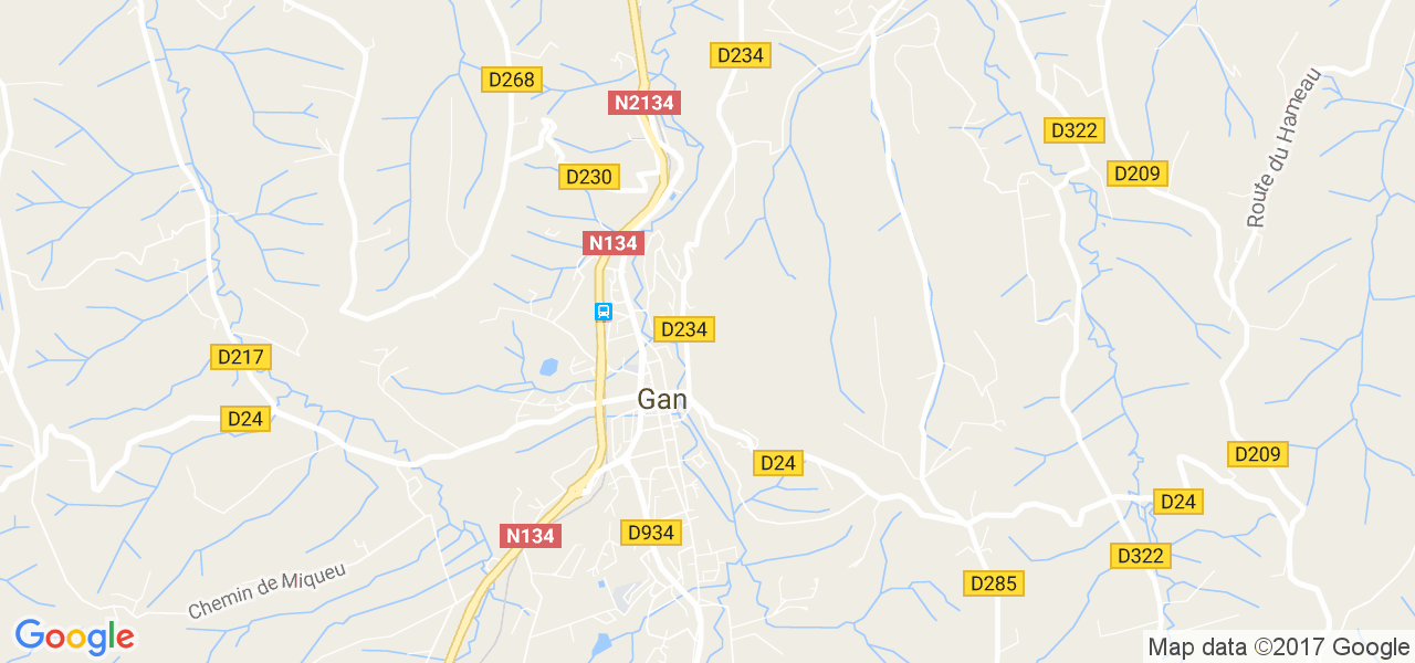 map de la ville de Gan