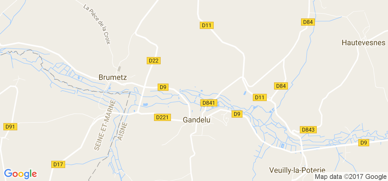 map de la ville de Gandelu