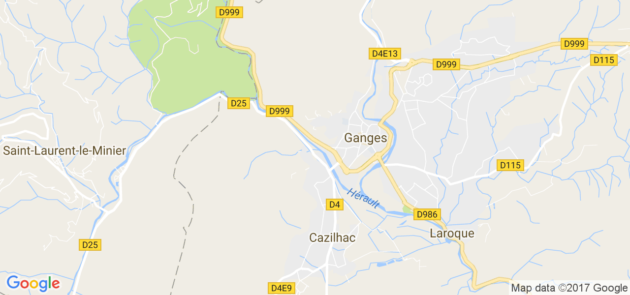 map de la ville de Ganges