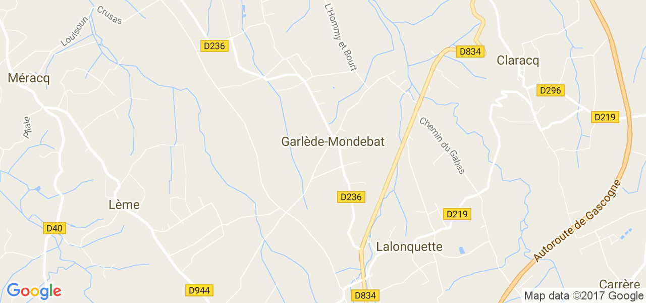 map de la ville de Garlède-Mondebat