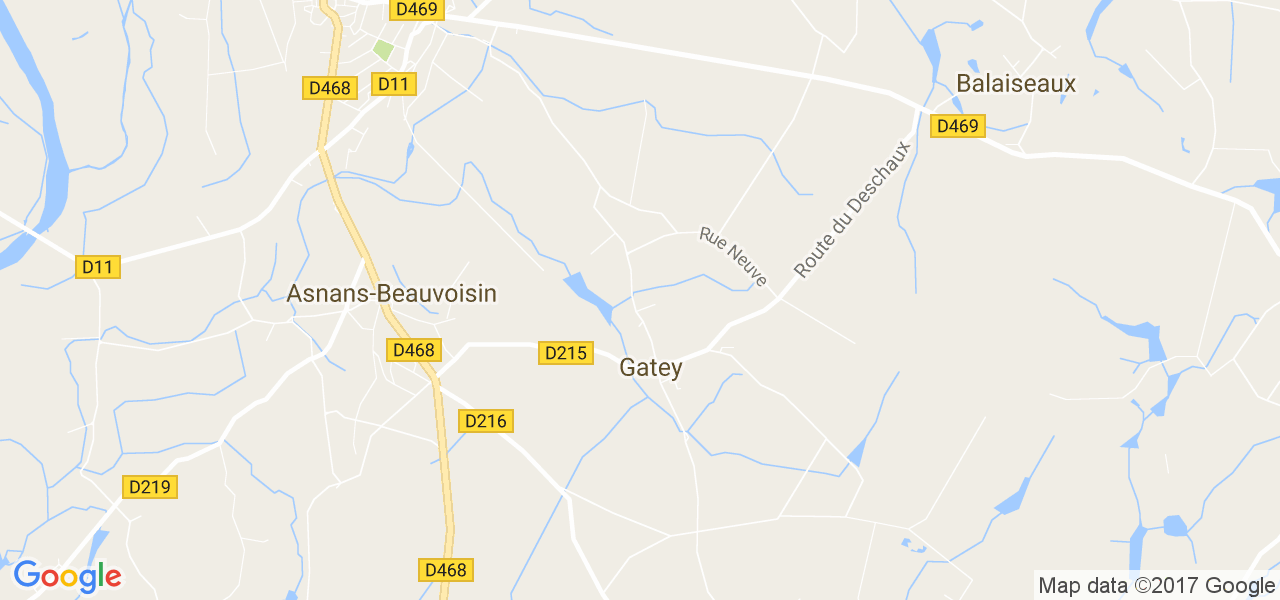 map de la ville de Gatey