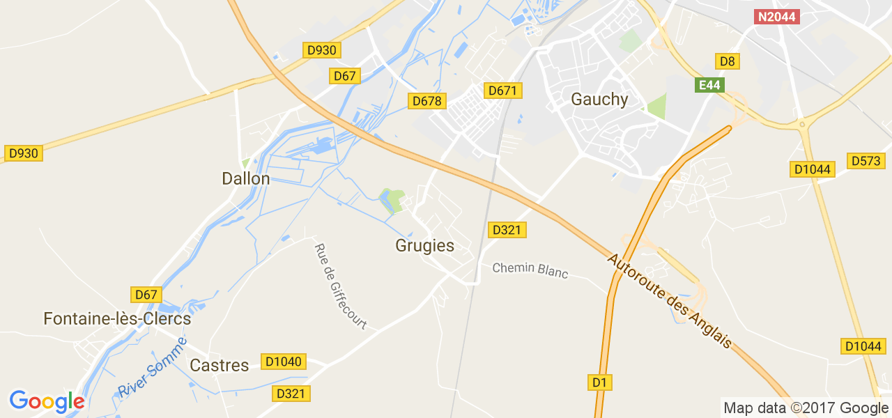 map de la ville de Gauchy