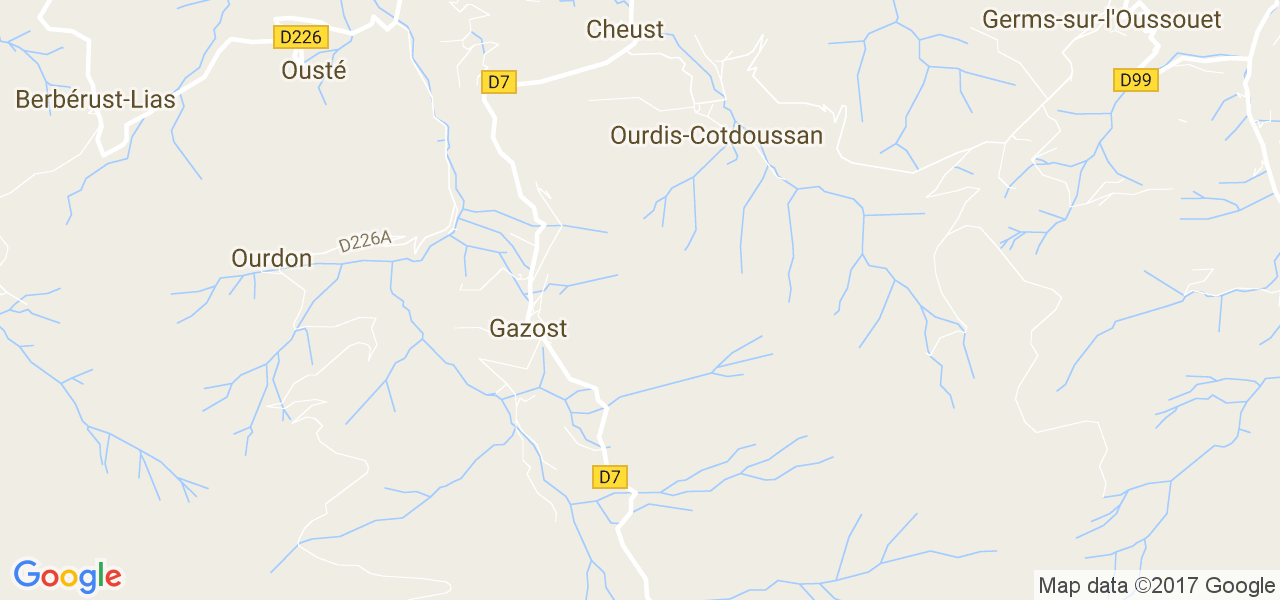 map de la ville de Gazost