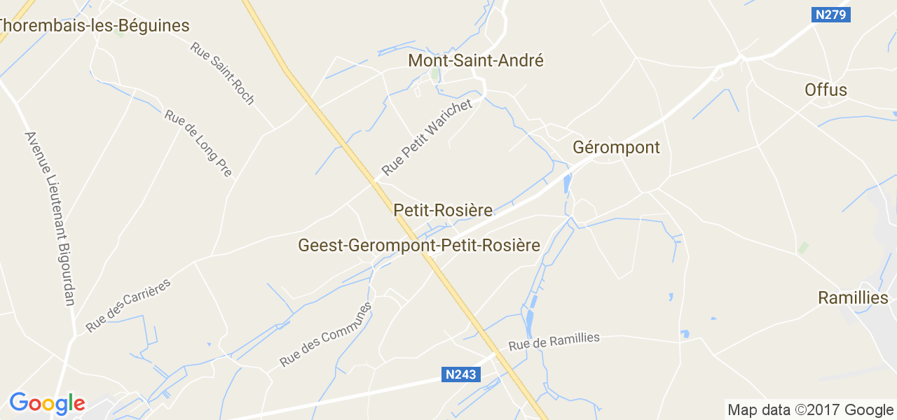 map de la ville de Geest-Gérompont-Petit-Rosière