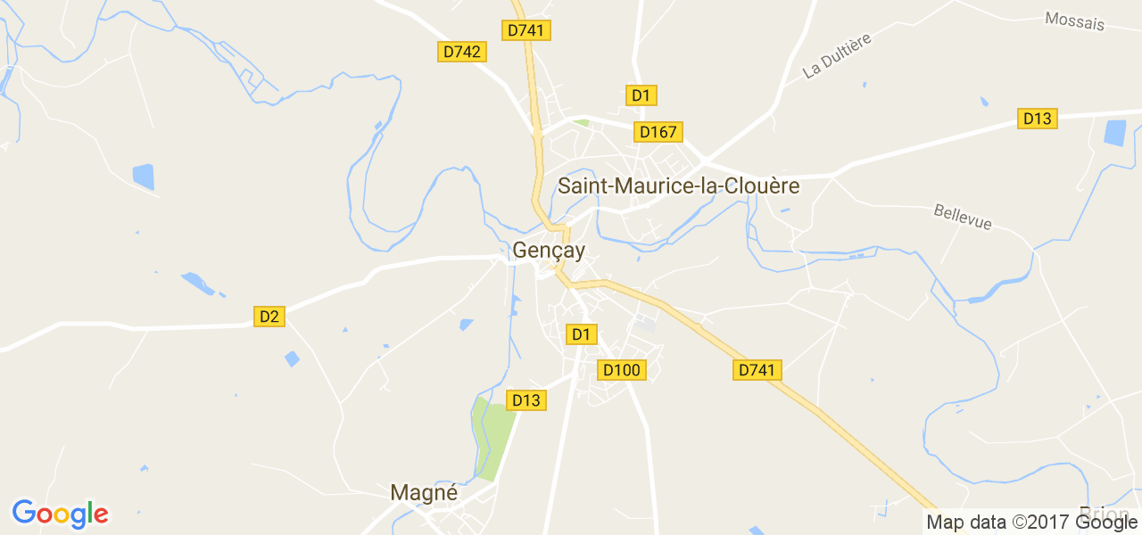 map de la ville de Gençay